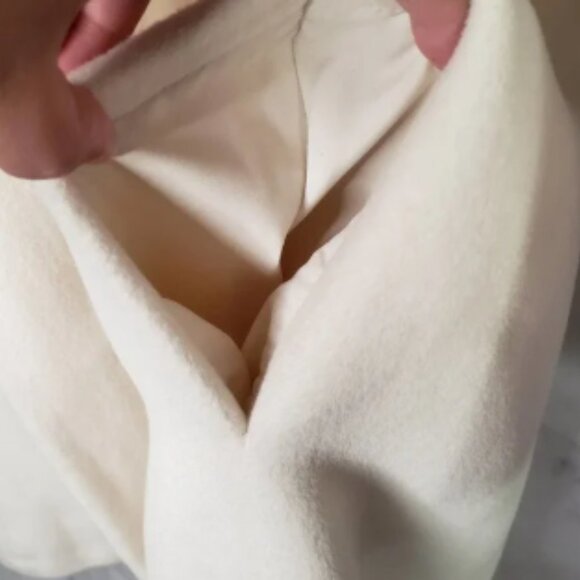 CALVIN KLEIN white wool blend black collar mid-length winter coat 2 - Picture 6 of 8